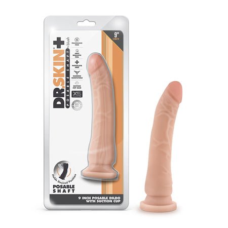 Blush Dr. Skin Plus Realistic 9 in. Triple Density Posable Dildo with Suction Cup Beige-Pinkfoxxx
