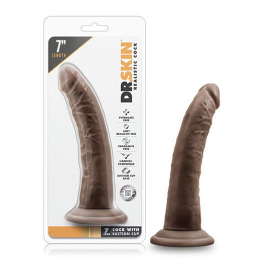 Blush Dr. Skin Realistic 7 in. Dildo with Suction Cup Brown-Pinkfoxxx