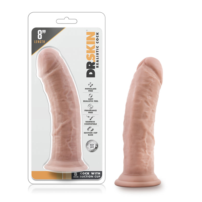Blush Dr. Skin Realistic 8 in. Dildo with Suction Cup Beige-Pinkfoxxx