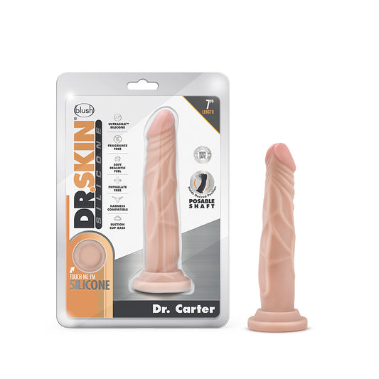 Blush Dr. Skin Silicone Dr. Carter Realistic 7 in. Posable Dildo with Suction Cup Beige-Pinkfoxxx
