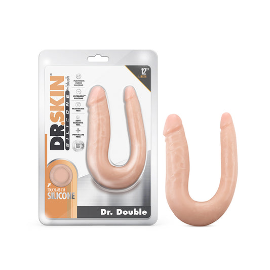 Blush Dr. Skin Silicone Dr. Double Realistic 12 in. Dual-Ended Dildo Beige-Pinkfoxxx