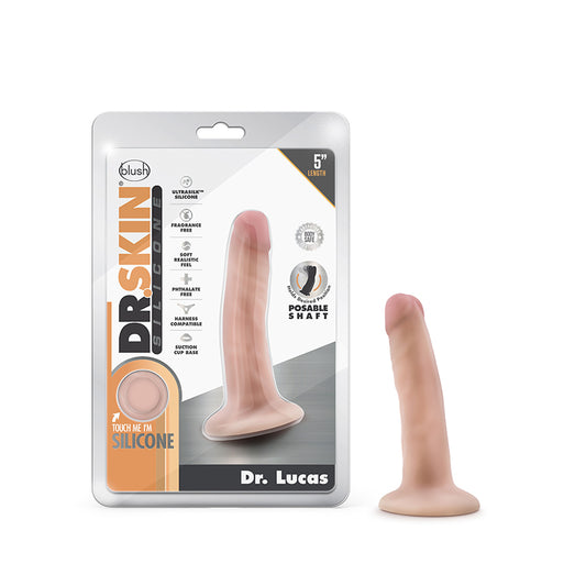 Blush Dr. Skin Silicone Dr. Lucas Realistic 5 in. Posable Dildo with Suction Cup Beige-Pinkfoxxx