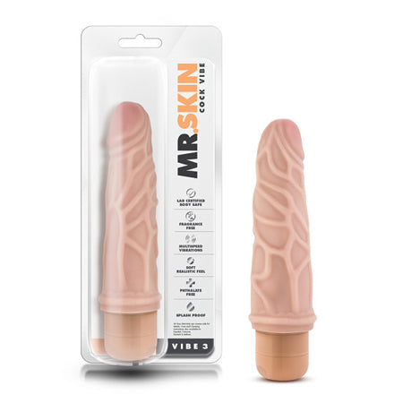 Blush Dr. Skin Vibe 3 Realistic 7.25 in. Vibrating Dildo Beige-Pinkfoxxx