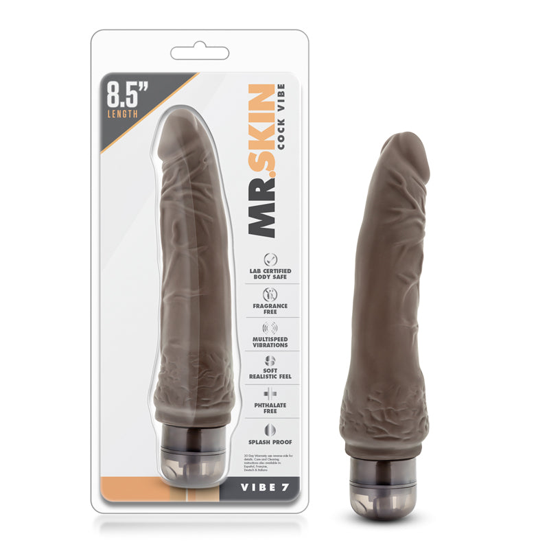 Blush Dr. Skin Vibe 7 Realistic 8.5 in. Vibrating Dildo Brown-Pinkfoxxx