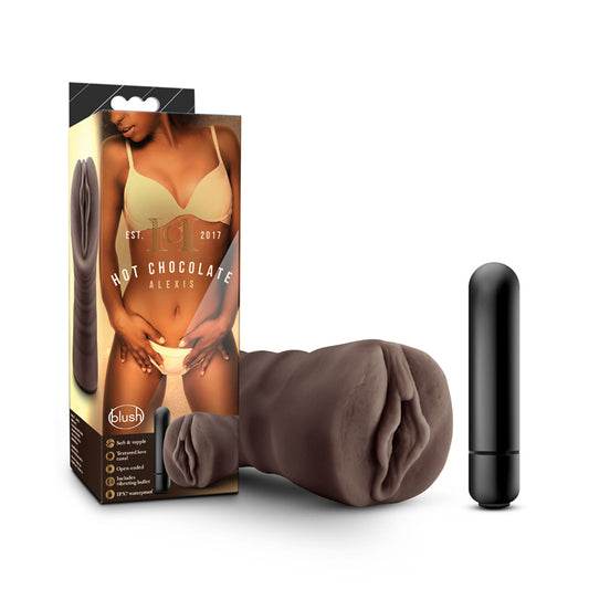 Blush Hot Chocolate Alexis Vagina Stroker with Bullet Vibrator Brown-Pinkfoxxx