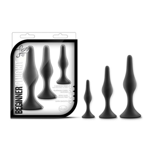 Blush Luxe 3-Piece Silicone Beginner Plug Kit Black-Pinkfoxxx