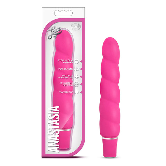 Blush Luxe Anastasia Silicone Slimline Vibrator Pink-Pinkfoxxx
