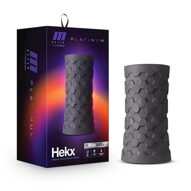 Blush M Elite Platinum Hekx Silicone Stroker Black-Pinkfoxxx