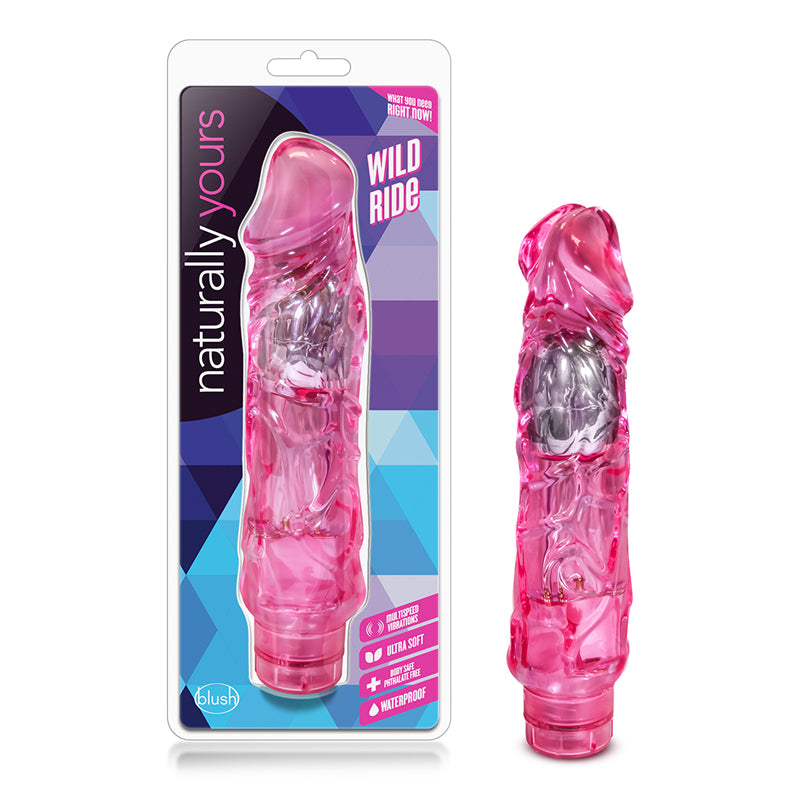 Blush Naturally Yours Wild Ride Realistic 9 in. Vibrating Dildo Pink-Pinkfoxxx