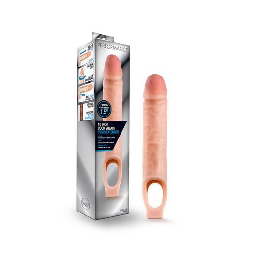 Blush Performance 10 in. Cock Sheath Penis Extender Sling Beige-Pinkfoxxx