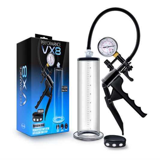Blush Performance VX8 Premium Penis Pump System with Silicone Cock Strap Clear-Pinkfoxxx