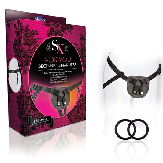 Blush SX For You Adjustable Faux Leather Beginner's Harness Black-Pinkfoxxx