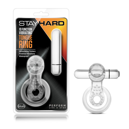 Blush Stay Hard 10 Function Vibrating Tongue Ring Clear-Pinkfoxxx
