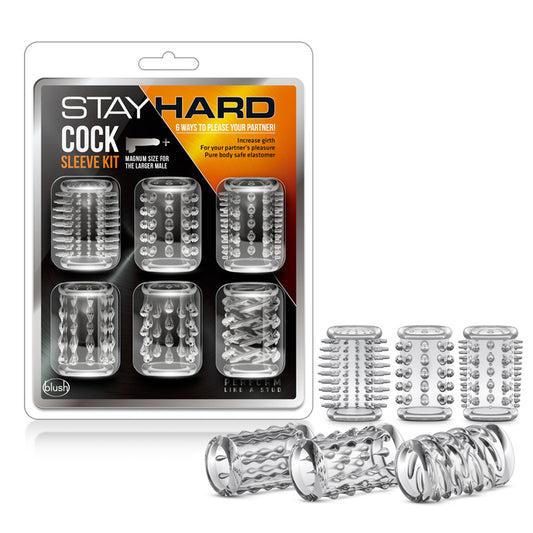 Blush Stay Hard 6-Piece Cock Sleeve Kit Clear-Pinkfoxxx