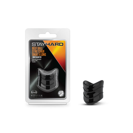 Blush Stay Hard Beef Ball Stretcher Snug X Long 1 in. Black-Pinkfoxxx