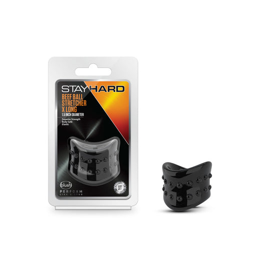 Blush Stay Hard Beef Ball Stretcher X Long 1.5 in. Black-Pinkfoxxx