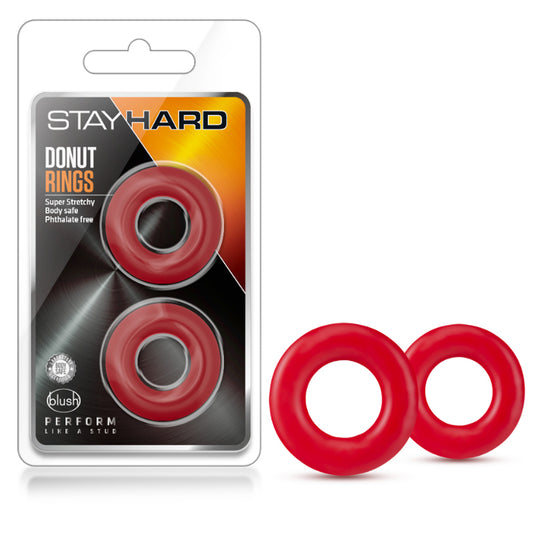 Blush Stay Hard Donut Rings Cockring 2-Pack Red-Pinkfoxxx