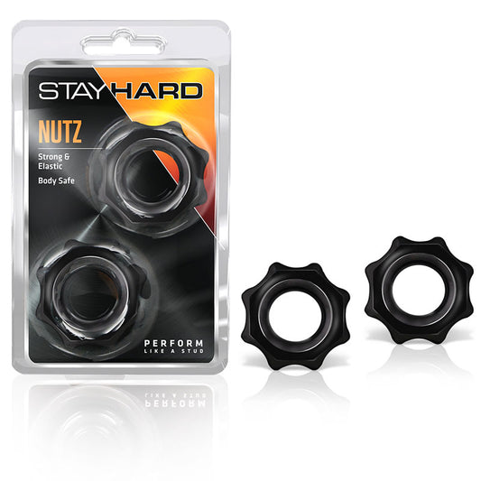 Blush Stay Hard Nutz Cockring 2-Pack Black-Pinkfoxxx