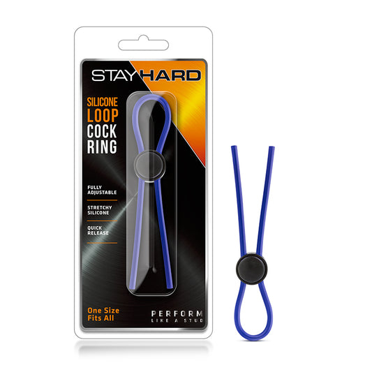 Blush Stay Hard Silicone Loop Lasso/Bolo Cockring Blue-Pinkfoxxx
