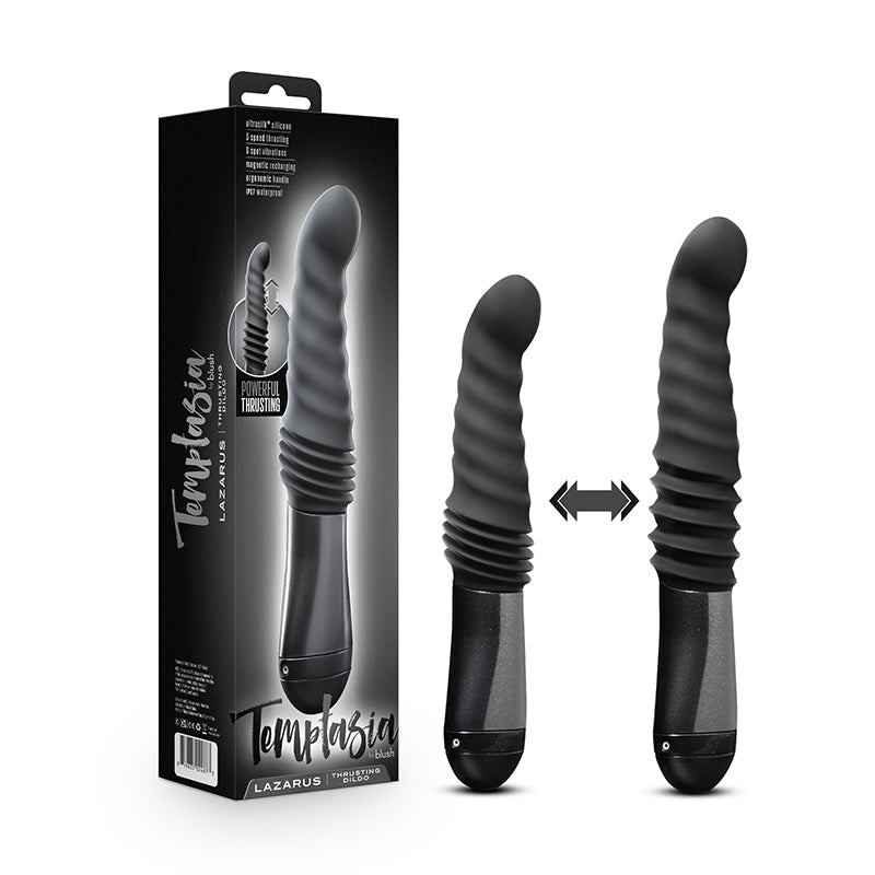 Blush Temptasia Lazarus Rechargeable 10 in. Silicone Thrusting Dildo Black-Pinkfoxxx