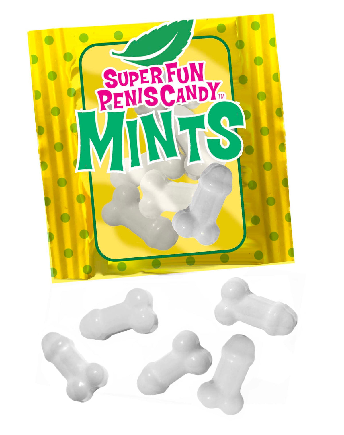 SUPER FUN PENIS MINTS 5PC BAGS DISPLAY OF 100 BAGS