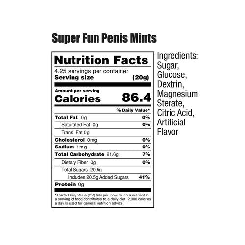 SUPER FUN PENIS MINTS 5PC BAGS DISPLAY OF 100 BAGS