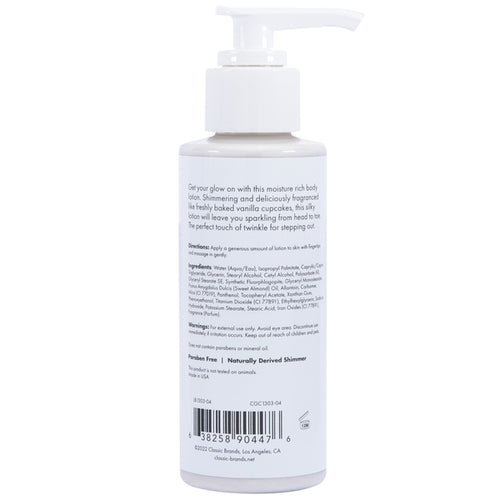 GLOW VANILLA CUPCAKE SHIMMER LOTION SILVER 4 FL OZ