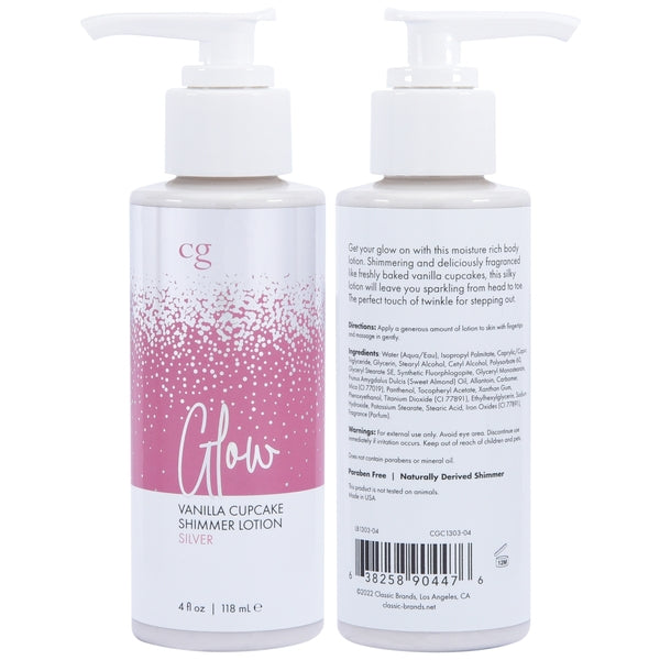 GLOW VANILLA CUPCAKE SHIMMER LOTION SILVER 4 FL OZ