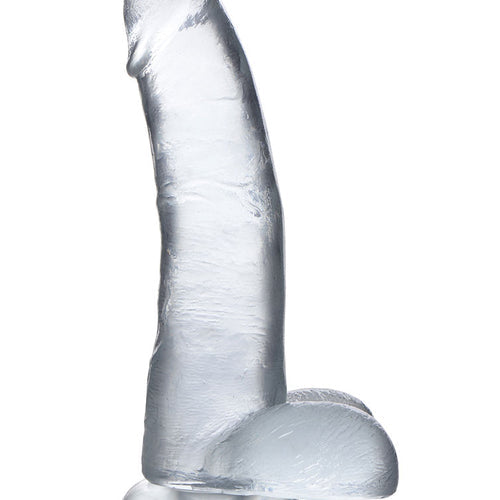 JOCK C-THRU 8IN CLEAR DILDO W/ BALLS TPE - CN09070200