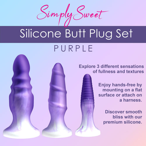 SIMPLY SWEET SILICONE BUTT PLUG SET PURPLE - CN11042538