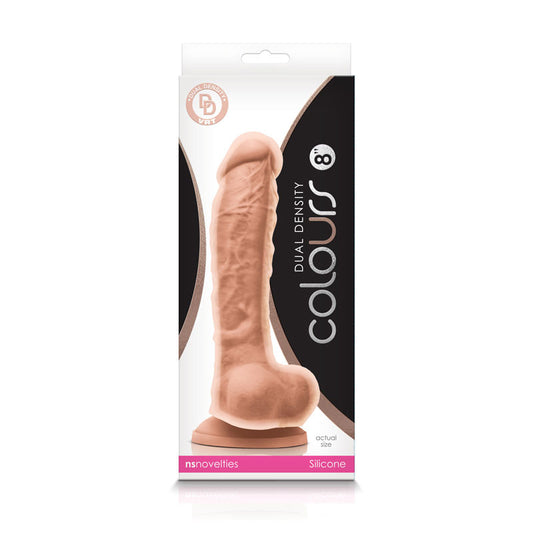 Colours Dual Density 8 in. Dildo Beige-Pinkfoxxx
