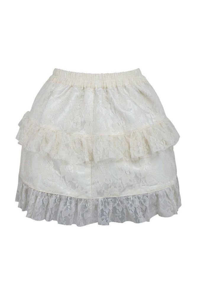 Cream Lace Ruched Bustle Skirt