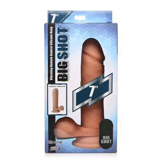 Curve Toys Big Shot Rechargeable Remote-Controlled 7 in. Vibrating Silicone Dildo with Balls & Suction Cup Light-Pinkfoxxx