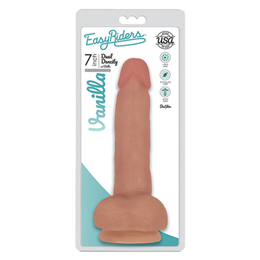 Curve Toys Easy Riders 7 in. Dual Density Dildo with Balls & Suction Cup Beige-Pinkfoxxx