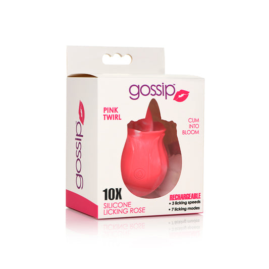 Curve Toys Gossip Cum Into Bloom Rechargeable Silicone Licking Rose Pink Twirl-Pinkfoxxx