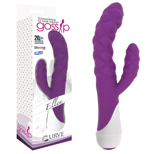 Curve Toys Gossip Ellen Waterproof Textured Silicone Flexible Dual Stimulation Vibrator Violet-Pinkfoxxx