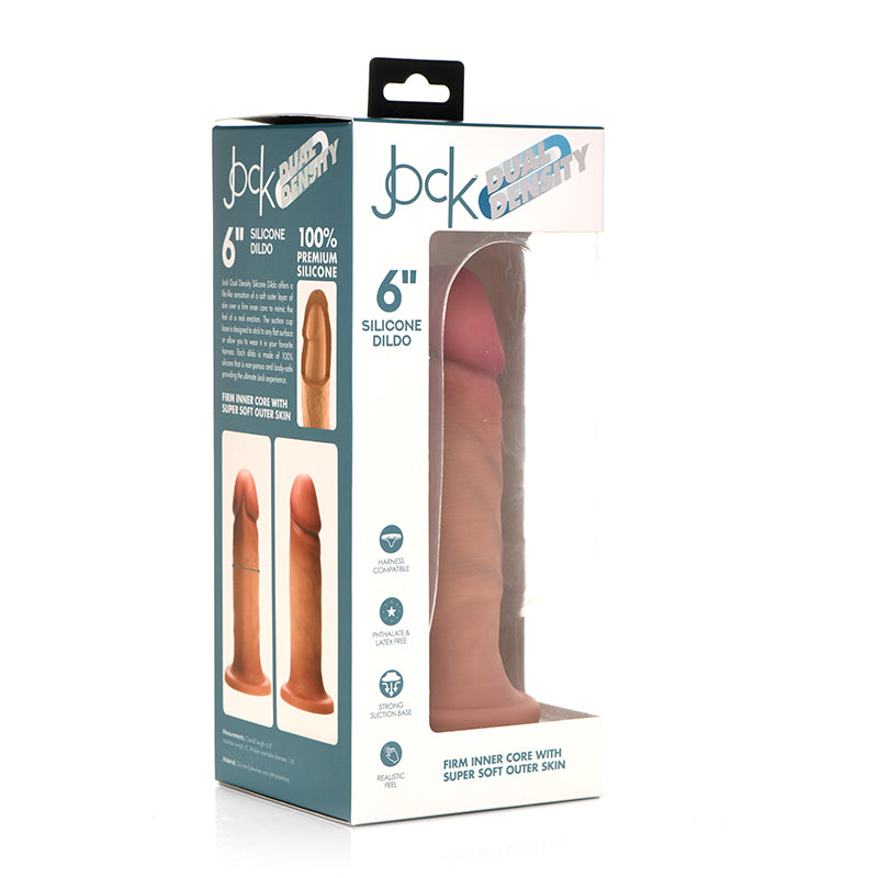 Curve Toys Jock Dual Density 6 in. Silicone Dildo with Suction Cup Light-Pinkfoxxx