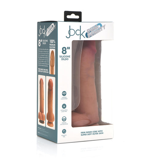 Curve Toys Jock Dual Density 8 in. Silicone Dildo with Balls & Suction Cup Light-Pinkfoxxx