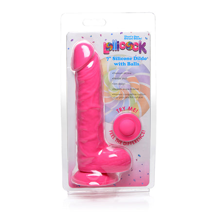 Curve Toys Lollicock 7 in. Silicone Dildo with Balls & Suction Cup Cherry-Pinkfoxxx