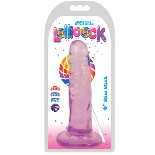 Curve Toys Lollicock Slim Stick 6 in. Dildo with Suction Cup Grape Ice-Pinkfoxxx