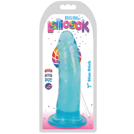 Curve Toys Lollicock Slim Stick 7 in. Dildo with Suction Cup Berry Ice-Pinkfoxxx