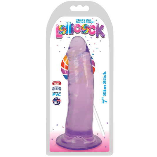 Curve Toys Lollicock Slim Stick 7 in. Dildo with Suction Cup Grape Ice-Pinkfoxxx