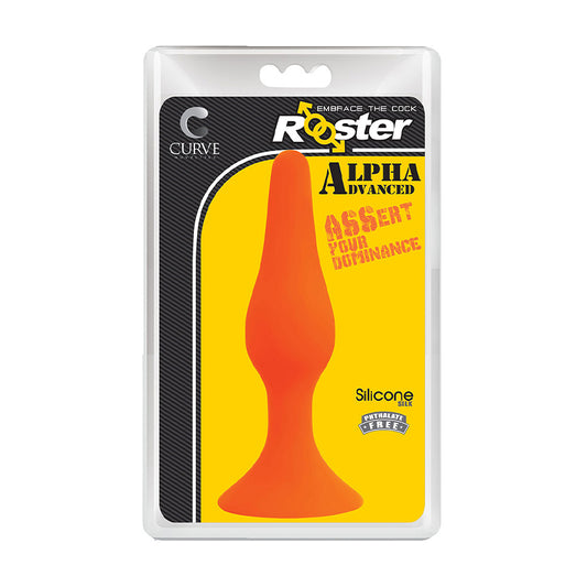 Curve Toys Rooster Alpha Advanced Silicone Anal Plug with Suction Cup Orange-Pinkfoxxx