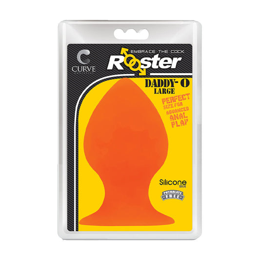 Curve Toys Rooster Daddy-O Large Silicone Anal Plug with Suction Cup Orange-Pinkfoxxx