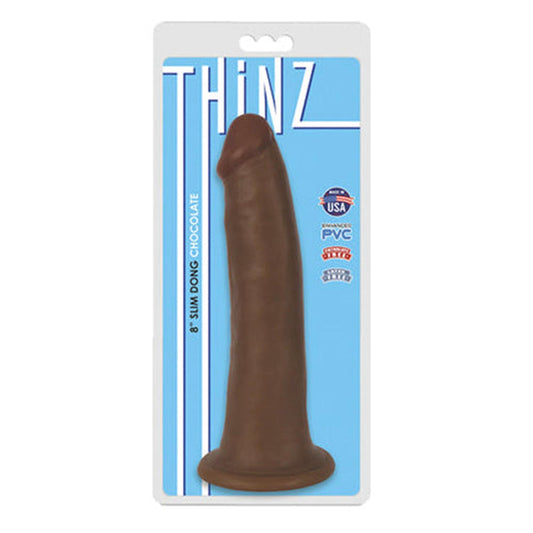 Curve Toys Thinz 8 in. Slim Dildo with Suction Cup Brown-Pinkfoxxx