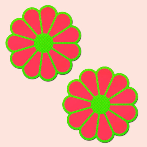 PASTEASE GLOW IN THE DARK PINK & GREEN FLOWERS - PASFLRGLWPK