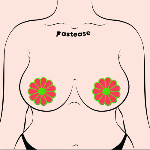 PASTEASE GLOW IN THE DARK PINK & GREEN FLOWERS - PASFLRGLWPK