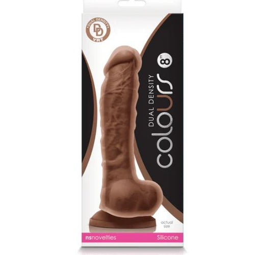 COLOURS DUAL DENSITY 8IN DILDO BROWN - NSN040322