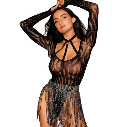 SWIRL KNIT TEDDY & HARNESS SET BLACK O/S - DG13266BLK