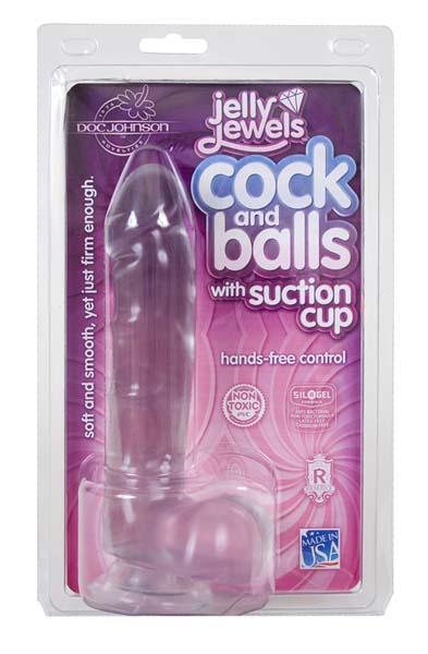 JELLY COCK & BALLS W/SUCTION CUP DIAMOND